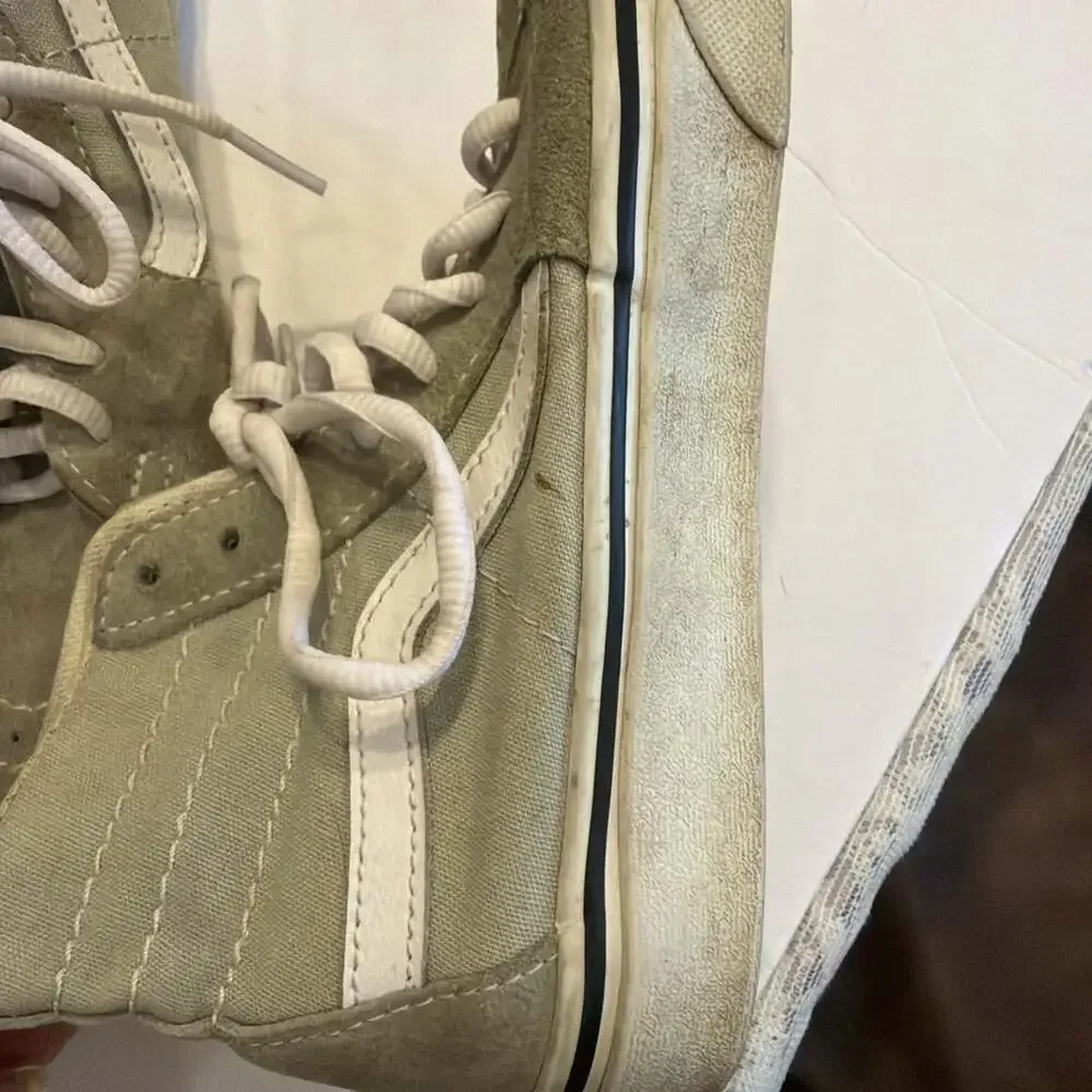 Vans Sk8-Hi Shoes W-5.5 M-4.0 Sage/White Suede High Top Skater Grunge Wear Shoes